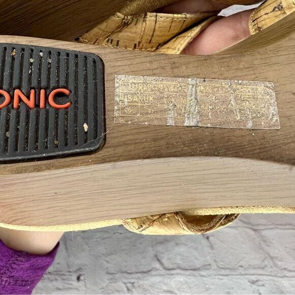 Vionic Skylar Brown Cork Print Adjustable Buckle Slide Sandals Shoes Women's 6 - Picture 5 of 7